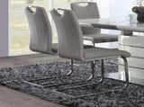 Unique Style Chrome Metal Finish Side Chairs 2pc Set Gray-Taupe Faux Leather Upholstered Casual B01156551