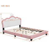 Full size Upholstered Princess Bed With Crown Headboard,Full Size Platform Bed with Headboard and N733P180808H
