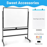 48''x36'' Mobile Whiteboard with Height AdjustMagnetic Double-Sided Reversible Whiteboard 01254757