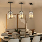 ZUN Modern Crystal Pendant Light - 3 Pack, Adjustable Hanging Ceiling Lamp with Crystal Prism Design for W1340P208474