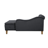 Black Chaise Lounge Indoor,Velvet Lounge Chair for Bedroom with Storage & Pillow,Modern Upholstered W1170100898