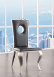 Black and Stainless Steel Side Chair with Cut-Out Back B062P215489