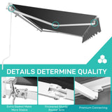 12*10FT gray retractable awning aluminum alloy bracket polyester cloth retractable 06243448