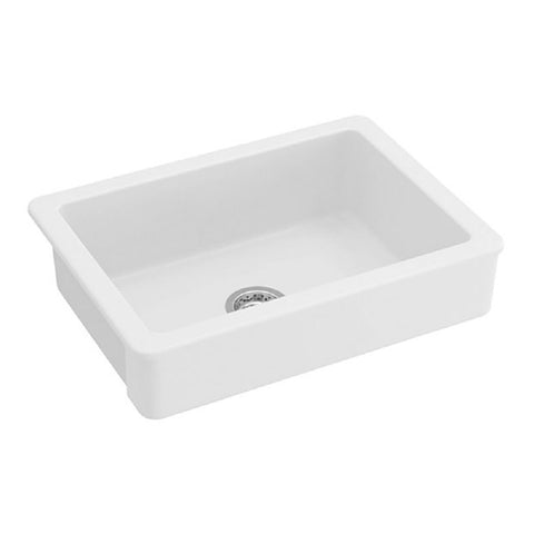 ZUN 24"L x 19" W Farmhouse/Apron Front White Ceramic Kitchen Sink 69263515