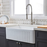 Fireclay 33" L X 20" W Farmhouse Kitchen Sink with Grid and Strainer JYCAS8280WH