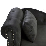 Black Chaise Lounge Indoor,Velvet Lounge Chair for Bedroom with Storage & Pillow,Modern Upholstered W1170100898
