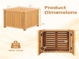 Solid Acacia Wood Outdoor Side Table with Umbrella Hole, 2-in-1 Storage End Table for Patio Poolside 86228546
