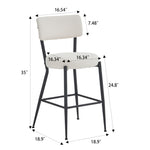 ZUN Set of 2 modern teddy fabric upholstered bar stools - Metal base high stool - Suitable for kitchen, 54441107