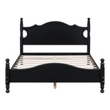 Full Size Wood Platform Bed Frame,Retro Style Platform Bed with Wooden Slat Support,Black WF310129AAB