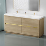 72" Freestanding Bathroom Vanity with Double Sinks, Bathroom Storage Vanity Cabinet with Stone Resin W1573P211193