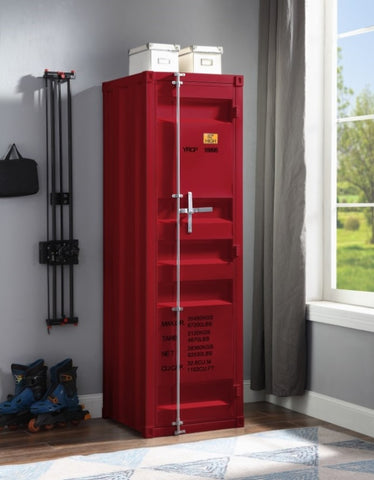 ZUN Red 1-Door Wardrobe with Container Lock B062P215413