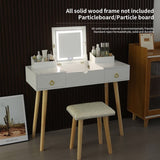 ZUN Vanity Desk Set with LED Lighted Mirror & Power Outlet, Flip Top Makeup Vanity Table with Drawers & 59920192