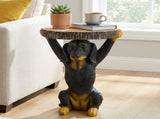 22.17"H Black Dog Side Table Pedestal End Table Stool, MGO Dog Statue Hand Painted Sculpture for N765P412507B