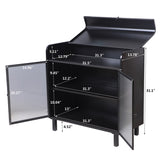 Modern Sideboard Buffet Cabinet with Tempered Figured Glass Doors, Flip Top, Inner Shelves, Metal W3122P272901