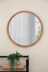 ZUN 20" x 20" Circle Wall Mirror with Wooden Frame, Wall Mirror for Living Room, Dining Room, Foyer, W2078124340