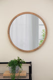 ZUN 20" x 20" Circle Wall Mirror with Wooden Frame, Wall Mirror for Living Room, Dining Room, Foyer, W2078124340