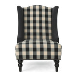 TODDMAN HI-BACK CLUB CHAIR, High-Back Fabric Club Chair, Black Checkerboard and Dark Charcoal 28D x 64469.00BLKCHKDCHAR
