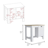 ZUN Atenea Kitchen Island, Single Door Cabinet, Shelf White / Macadamia B200P239597