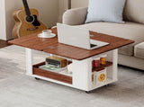 27.6'' Modern Multi-Function Coffee Table/Side Table with Foldable Top & Casters, Multi-tier N735P328521D