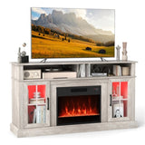 58" TV Stand with RGB Fireplace Gray- Smart App Remote Control, 4777 BTU Heater 30487667