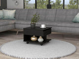 Babel Lift Top Coffee Table 15.3" H, Casters, One Shelf, Black, Living Room B097P407605