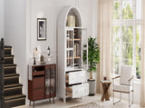 K&K 71" Tall Arched Kitchen Pantry Cabinet with 2 Large Drawers, Modern Farmhouse Kitchen Storage N707P288972W
