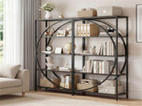 5-Tier Half-Moon Geometric Bookshelf Industrial Open Bookcase with Anti-Tipping Device 56997935