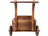 Wooden Wagon Box, Mobile Garden with 4 Wheels, Handle, Drain Hole, Decorative Flower 32362630