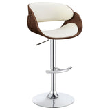 ZUN Ecru and Chrome Adjustable Bar Stool B062P153493