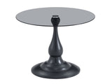 Small metal side table, vintage matte black round side table with a glass top measuring W1151P447641