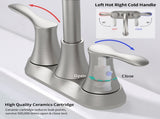 Bathroom Faucet Brushed Nickel, 4" 2-Handle centerset basin faucet with Pop-up Drain & Supply Lines 03176682