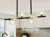 29.53" Modern Crystal Chandelier for Dining Room, 8-Light Black Pendant Lightsfor Kitchen Island 03316724