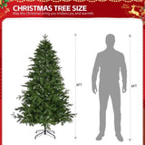 ZUN 6 FT Pre-lit Artificial Christmas Tree, Holiday Xmas Tree with 300 Warm White Lights, 728 Branch 19835251