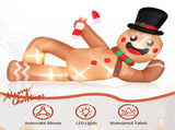 9.8ft Reclining Gingerbread Man, 6 LED Lights, Drawstring Bag, Christmas Inflatable Decoration, 12V, 77710767