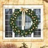 60in Pre-lit Christmas Wreath, Lighted Artificial Xmas Wreath with 220 Warm White Lights and 600 PVC 26045685