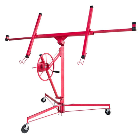 ZUN Drywall Panel Lifter Drywall Panel hoist Jack Lifter Jack Rolling Caster Panel Hoist 11ft red W167683066