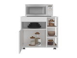 Jud Microwave Cart with 5 Shelves, 1 Door, Cabinet Storage, and Rolling Casters, White B097P474296