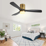 52 Inch Low Profile Ceiling Fan with Remote Control 3 Solid Wood Blades,52 Inches Suitable for W934P147070