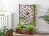 Wood Planter Raised Garden Bed with Trellis, 67 Inch Height Outdoor Garden Flower Standing Planter 45093764
