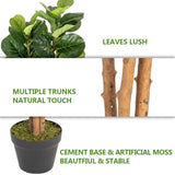 6FT Solid Wood 156 Leaves Truncated Piano Leaf Banyan Simulation Tree Green 38937564