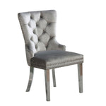 ZUN Contemporary Gray Flannelette 2pcs Side Chairs Button-Tufted Upholstered Dining Chairs Wingback B011P208973