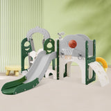 ZUN Toddler Slide and Swing Set 8 in 1, Kids Playground Climber Slide Playset with Basketball Hoop 48887104