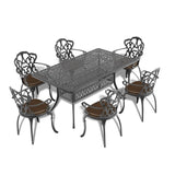 L58.27*W34.65-inch Cast Aluminum Patio Dining Table With Black Frame and Umbrella Hole W1710P166030