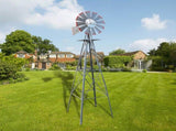 8FT Weather Resistant Yard Garden Windmill Gray & Red 43774607