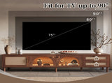 86 inch TV Stand for TVs up to 90", Entertainment Center with App Controlled LED Lights, 2 Drawers & N710P438977P