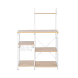 ZUN Light Beige Kitchen Baker's Rack Utility Storage Shelf 35.5" Microwave Stand 4-Tier 3-Tier Shelf for 89863865