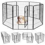 ZUN Dog Fence 40" H,8 Metal Panel Heavy Duty Pet Playpen Dog Fence with Door 79093590