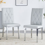 ZUN 2 piece dining chairs.Light gray provides a modern feel, while the checkered buckle design has a W1151132028