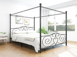 Metal Canopy Bed Frame with Vintage Style Headboard & Footboard , Easy DIY Assembly All Parts W84036133