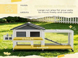 Gray 65" Spacious Wooden Rabbit Hutch Pet Playpen with Openable Roof Easy Access & Storage Box 44753661